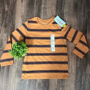 Cat & Jack Mustard and Black Striped Long Sleeve Tee